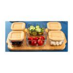 Bambum Enzo 13 Parça Bambu Vakum Kapaklı Cam Kahvaltı Seti