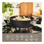 Amboss Dark 30cm Granit Basık Tencere Cam Kapaklı Yanmaz Yapışmaz Titanyum Kaplama   - 30 cm