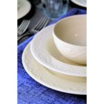 Porser Zincir Transparan Yemek Takımı 24 Parça Krem Renkli 6 Kişilik Porselen Set - Görsel 2