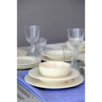 Porser Zincir Transparan Yemek Takımı 24 Parça Krem Renkli 6 Kişilik Porselen Set - Görsel 5