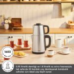 Karaca Tea Break İnox Siyah Çelik Su Isıtıcı & Çay Makinesi - Görsel 3