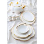 Acar Aveline 12 Kişilik 60 Parça Porselen Yemek Takımı - Gold