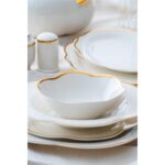 Acar Aveline 12 Kişilik 60 Parça Porselen Yemek Takımı - Gold - Görsel 3