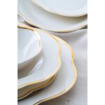 Acar Aveline 12 Kişilik 60 Parça Porselen Yemek Takımı - Gold - Görsel 5