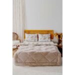 Riva İstanbul Bej Kelebek Loura Çift Kişilik Çift Taraflı Lüx Wellsoft Yorgan Seti 195x215 cm - Görsel 2
