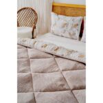 Riva İstanbul Bej Kelebek Loura Çift Kişilik Çift Taraflı Lüx Wellsoft Yorgan Seti 195x215 cm - Görsel 3