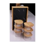 Atbyhome Duo 400ML 6'lı Bambu Siyah Mermer Desen Tepsili Bambu Vakumlu Kapaklı Cam Kahvaltılık - Görsel 3