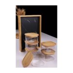 Atbyhome Duo 400ML 6'lı Bambu Siyah Mermer Desen Tepsili Bambu Vakumlu Kapaklı Cam Kahvaltılık - Görsel 4