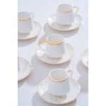 Acar Milla 6 Kişilik Porselen Beyaz Kahve Fincanı Takımı - Görsel 2