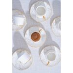 Acar Milla 6 Kişilik Porselen Beyaz Kahve Fincanı Takımı - Görsel 3