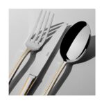 Nehir Fulya Altın Sade 12 Kişilik 89 Parça Deri Kutulu Çatal Kaşık Bıçak Takımı - Görsel 2