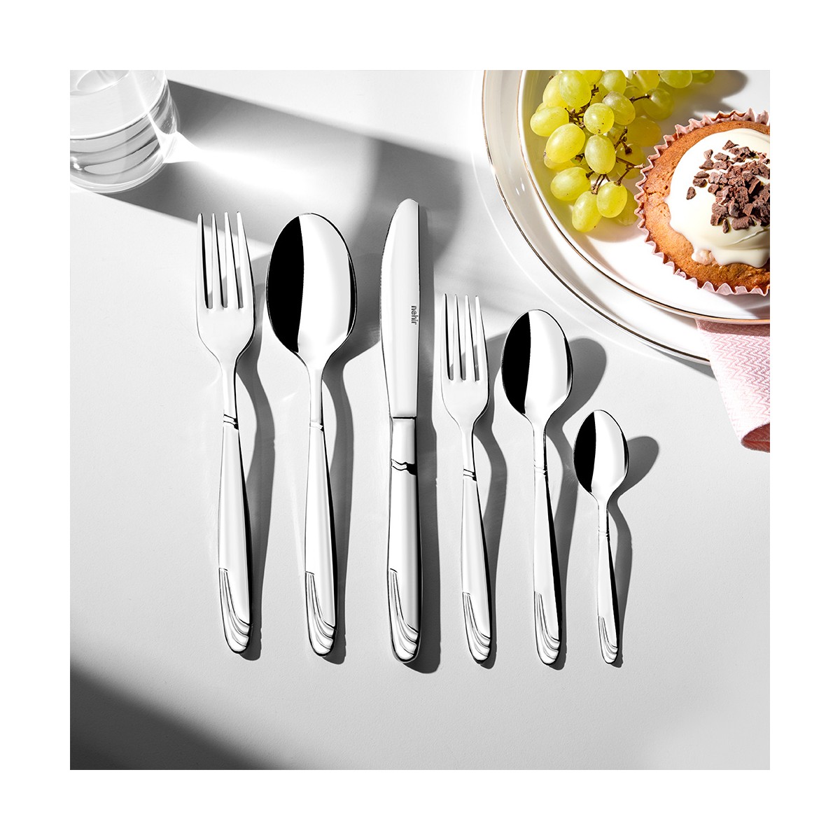 110001035392436.jpg Nehir Lizbon Sade 12 Kişilik 72 Parça Kutulu Çatal Kaşık Takımı - Görsel 1