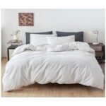 Voddi Pamuklu Tek Kişilik Fermuarlı Beyaz Yorgan Kılıfı Nevresim&astar Sık Dokuma Kumaş 160X220 cm