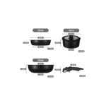 Shufa 5 Parça Easy Clip Çıkarılabilir Saplı Taşınabilir Tava ve Tencere Seti