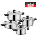 Brillant Aries Indüksiyon Tabanlı 8 Parça Çelik Tencere Seti