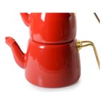 İpek Emaye Çaydanlık - Kırmızı / Altın - Görsel 3