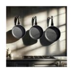 Nehir Nehir Siyah 3 Parça Alüminyum Döküm Granit Tava Takımı - Görsel 2