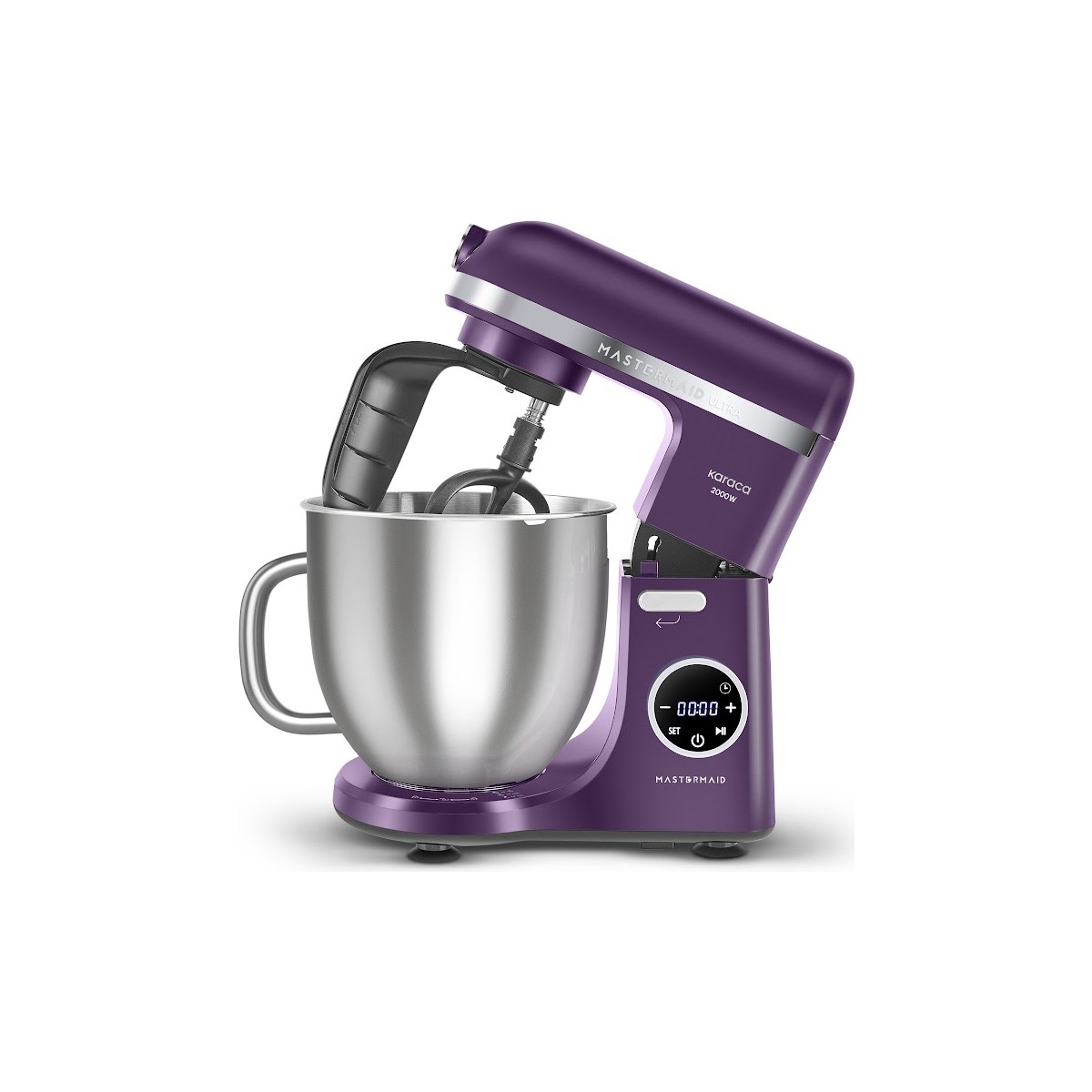 110001049468957.jpg Karaca Mastermaid Chef Ultra D2000W Dijital Ekranlı Hamur Yoğurma Makinesi Grape Purple 7l - Görsel 1