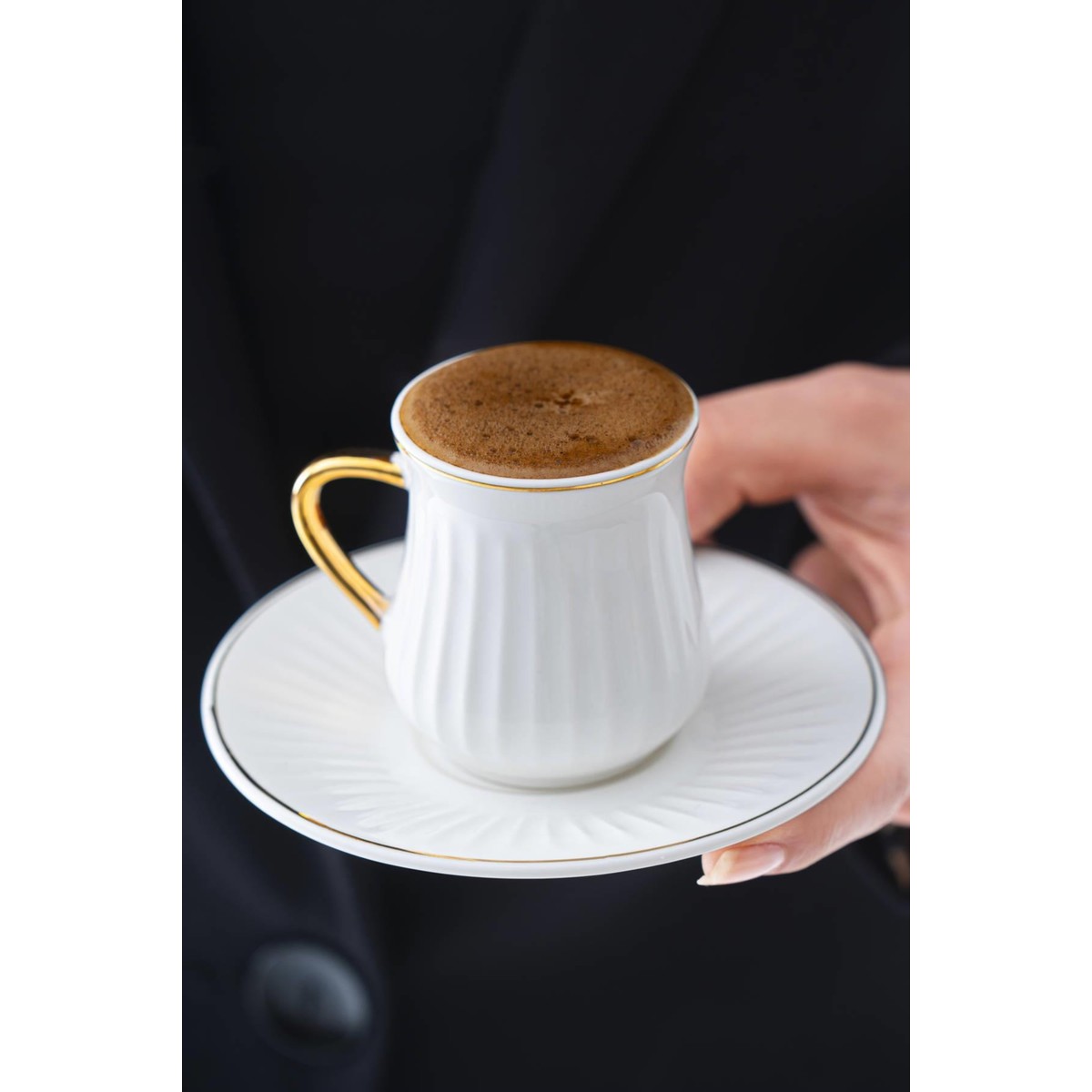 110001049522028.jpg Acar Lena 6 Kişilik Beyaz Kahve Fincanı Takımı - 90 ml - Görsel 1