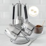 Nehir Modern 4 Parça Standlı Paslanmaz Çelik Cezve Seti