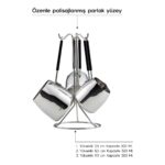 Nehir Modern 4 Parça Standlı Paslanmaz Çelik Cezve Seti - Görsel 3