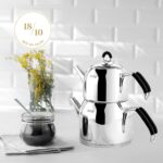Nehir Modern Mini Küçük Boy 0.8-1.6 Lt. Paslanmaz Çelik Çaydanlık Takımı - Görsel 3