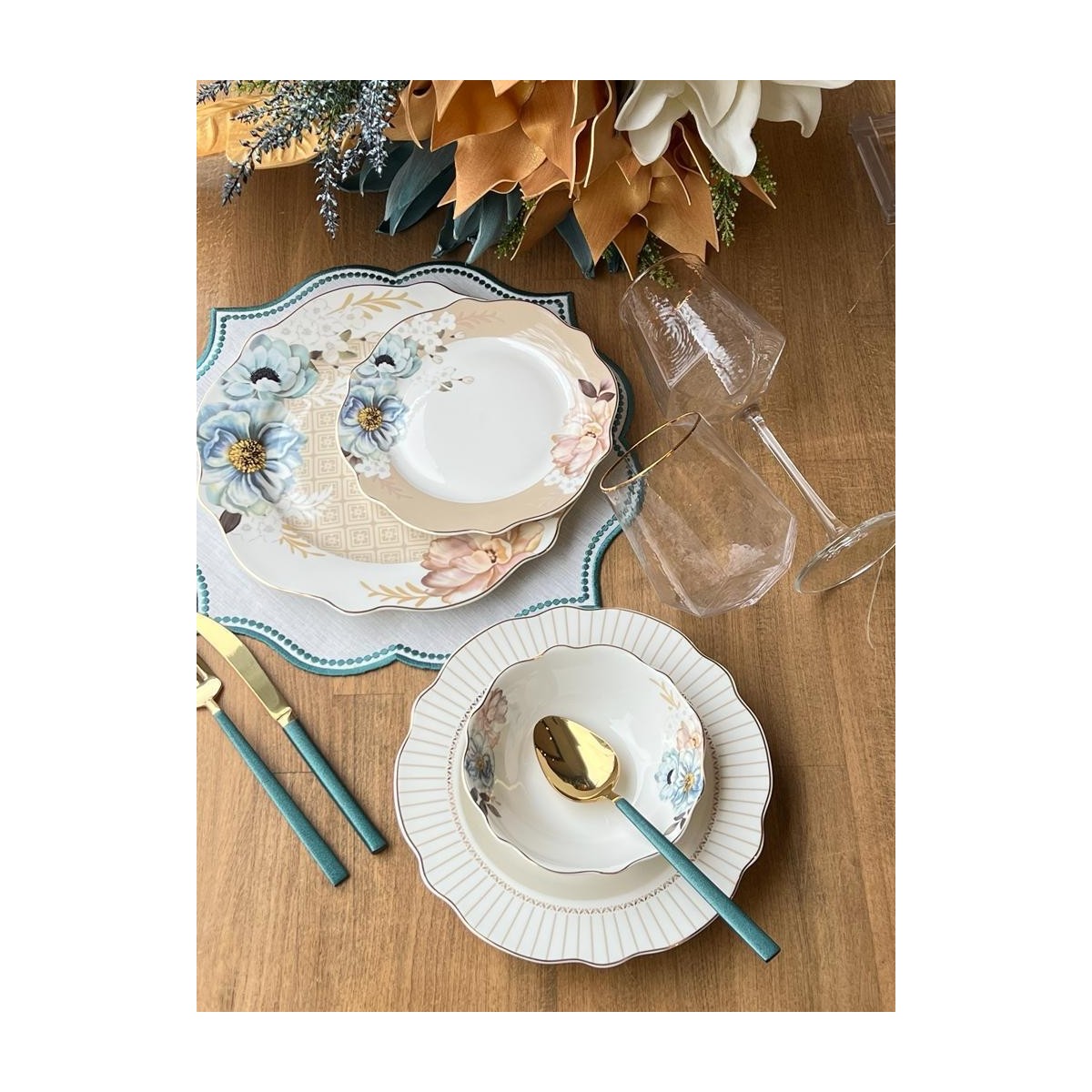 110001050734637.jpg Rossev Yemek Takımı Morpho 24 Parça 6 Kişilik - Görsel 1