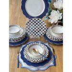 Rossev Yemek Takımı Lacivert Dama 24 Parça 6 Kişilik
