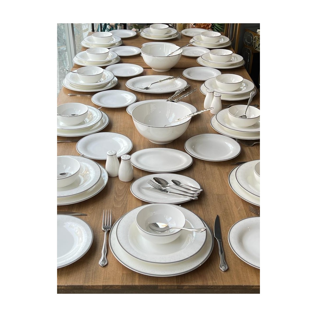 110001050735641.jpg Rossev Yemek Takımı Nantes Silver 149 Parça 12 Kişilik - Görsel 1