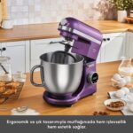 Karaca Mastermaid Chef Ultra D2000W Dijital Ekranlı Hamur Yoğurma Makinesi Grape Purple 7l - Görsel 5