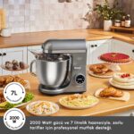 Karaca Mastermaid Chef Ultra D2000W Dijital Ekranlı Hamur Yoğurma Makinesi Galaxy Grey 7l - Görsel 4
