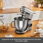 Karaca Mastermaid Chef Ultra D2000W Dijital Ekranlı Hamur Yoğurma Makinesi Galaxy Grey 7l - Görsel 5