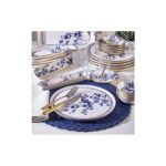 Fecra Blue Bird Kahvaltı Takımı 35 Parça 6 Kişilik Mavi Beyaz Stoneware Gold Detaylı - Görsel 3