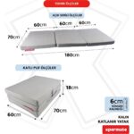 Xpermate Katlanır Yatak Yer Yatağı  Katlanır Sünger Yatak Misafir Yatağı 70X180X6 Gri - Görsel 2