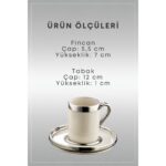 Grimor Life Gümüş Yaldızlı 6 Kişilik Porselen Fincan Seti 12 Parça Türk Kahvesi Takımı Kahve Fincanı 100 ml - Görsel 5