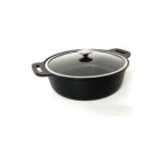 OMS Trıana - 3631 - 2 Parça Biogranit Döküm, Ağır Üstün Kaliteli ve Şık Tasarımlı, 30 cm - 5,3 Litre, Karnıyarık, Pilav Tenceresi Siyah Gövde, Platin Detay - Görsel 2