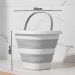 Porsima 1175 Damla Katlanabilir Silikon Su Kovası 28X30CM Banyo Balkon Temizlik Kovası - 10 Lt Gri Beyaz - Görsel 2