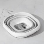 Porsima 1175 Damla Katlanabilir Silikon Su Kovası 28X30CM Banyo Balkon Temizlik Kovası - 10 Lt Gri Beyaz - Görsel 3