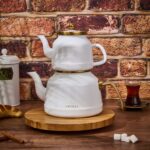 Arow Roomy Beyaz Emaye Çaydanlık Takımı