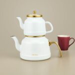 Arow Roomy Beyaz Emaye Çaydanlık Takımı - Görsel 2