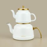 Arow Roomy Beyaz Emaye Çaydanlık Takımı - Görsel 3