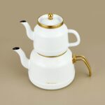 Arow Roomy Beyaz Emaye Çaydanlık Takımı - Görsel 4