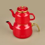 Arow TR-4535 Kırmızı Emaye Çaydanlık Takımı - Görsel 3