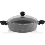 Schafer Cory Yanmaz Yapışmaz Basık Tencere - Gri / Siyah - 24 cm - Görsel 2