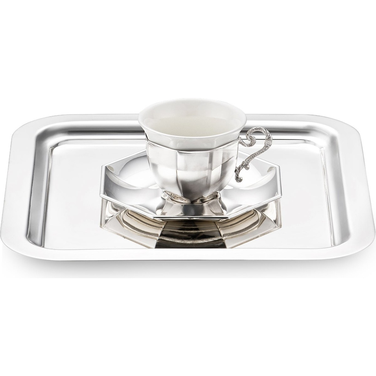 110001062815509.jpg Jumbo Timeless Mmxxv Tek Kişilik Kahve Fincan Seti Silver - Görsel 1