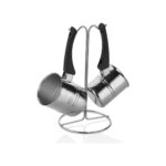 OMS 1119 - 18 Parça - Indüksiyonlu Ocak Uyumlu, Paslanmaz Çelik Çeyiz Seti, Gümüş Gövde, Siyah Detay - Görsel 2