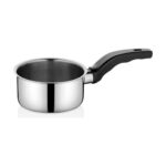 OMS 1119 - 18 Parça - Indüksiyonlu Ocak Uyumlu, Paslanmaz Çelik Çeyiz Seti, Gümüş Gövde, Siyah Detay - Görsel 4