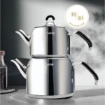 Nehir Modern Maxi Büyük Boy Paslanmaz Çelik 1.6-2.5 Lt. Çaydanlık Takımı