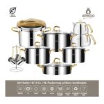 Amboss Diamond 18 Parça Paslanmaz Çelik Gold Çeyiz Seti Dia-6268 - Görsel 2