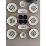 Yiğit Seramik Züccaciye Siyah Desenli 6 Kişilik 14 Parça Kahvaltı Takımı [ 2 ] - Görsel 2